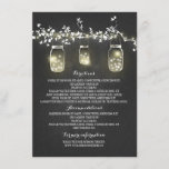 Chalkboard Lights Mason Jars Trouwinformatie Informatiekaartje<br><div class="desc">Bruiloft routebeschrijving - accommodaties en informatie kaarten / Gast Informatie kaart / Bruiloft Details kaarten met rustieke krijtbord lichten metselaar potten</div>