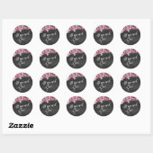 Chalkboard Lights Pink Floral Alles wat je nodig h Ronde Sticker (Vel)