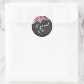 Chalkboard Lights Pink Floral Alles wat je nodig h Ronde Sticker (Tas)