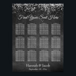 Chalkboard & Lights Reception Sezing Chart Poster<br><div class="desc">Dit vette, elegante ontwerp kenmerkt een achtergrond van getextureerd karton. De bovenkant is voorzien van festief mousserende bokeh-licht. Eenvoudige, elegante doopvonten kunnen worden veranderd als u verkiest. Alle lagen werden afzonderlijk toegevoegd en open verlaten om u veel ontwerpcontrole te geven. Deze opstelling heeft 12 lijsten die in 3 rijen van...</div>