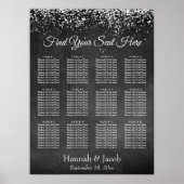 Chalkboard & Lights Reception Sezing Chart Poster (Voorkant)
