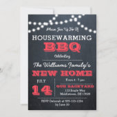Chalkboard Lights Red Housewarming Uitnodigingen (Voorkant)