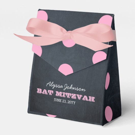 Chalkboard Lights Roze Bat Mitzvah Favor Box Bedankdoosjes (Voorkant Zijde)