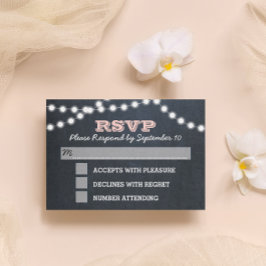 Chalkboard Lights Roze Bat Mitzvah RSVP-kaart RSVP Kaartje
