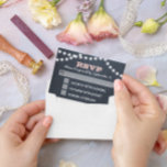 Chalkboard Lights Roze Bruiloft RSVP Kaart<br><div class="desc">Deze rustieke chique RSVP-kaarten zijn perfect voor elke bruiloft viering. Elke regel tekst is volledig aanpasbaar om precies te zeggen wat je wilt! Volledige bijpassende Chalkboard Lights Wedding Collectie is verkrijgbaar in meerdere accentkleuren.</div>