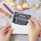 Chalkboard Lights Roze Bruiloft RSVP Kaart