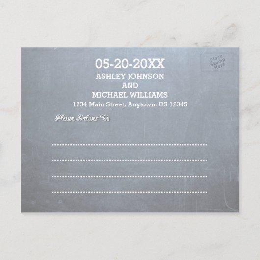 Chalkboard Lights Roze Bruiloft Save the Date Aankondigingskaart (Achterkant)