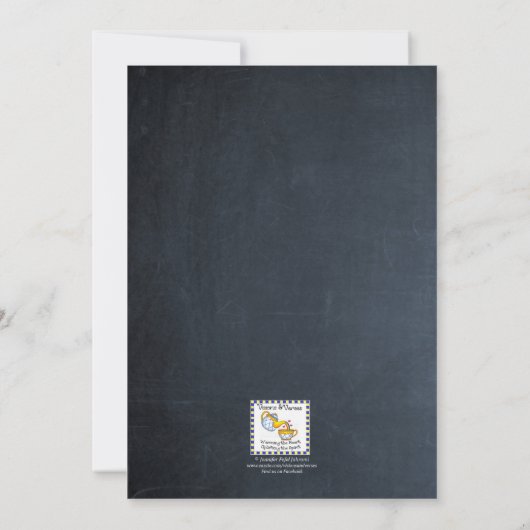 Chalkboard Lights Roze Eerste Communie Uitnodiging (Achterkant)