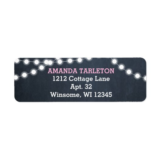 Chalkboard Lights Roze gepersonaliseerd Etiket (Voorkant)