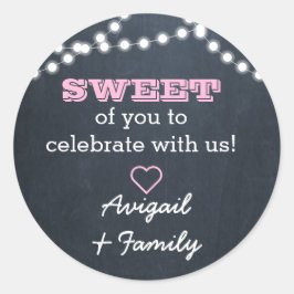 Chalkboard Lights Roze Sweet Treat Bag Sticker