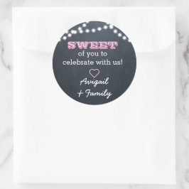 Chalkboard Lights Roze Sweet Treat Bag Sticker
