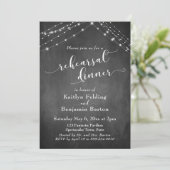 Chalkboard Lights Script Huwelijksrepetitie diner Kaart (Staand voorkant)