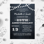 Chalkboard Lights Silver 25th Jubileum Invite Kaart