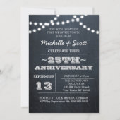 Chalkboard Lights Silver 25th Jubileum Invite Kaart (Voorkant)