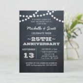 Chalkboard Lights Silver 25th Jubileum Invite Kaart (Staand voorkant)