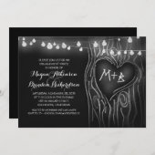 Chalkboard Lights Tree Romantische Verlovingsfeest Kaart (Voorkant / Achterkant)