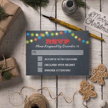 Chalkboard Lights Vakantie Bruiloft RSVP Kaart