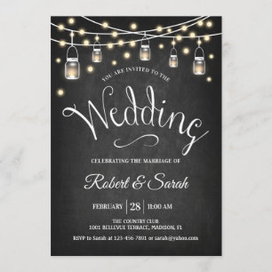 Chalkboard & Lights Wedding Kaart