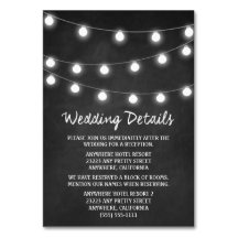 Chalkboard + Lights Wedding Receptie Insert Kaarte