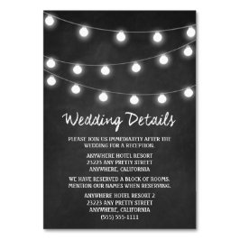 Chalkboard + Lights Wedding Receptie Insert Kaarte Kaart