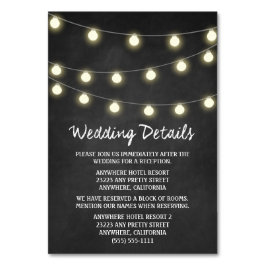 Chalkboard + Lights Wedding Receptie Insert Kaarte Kaart