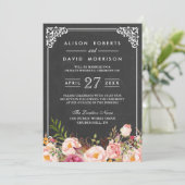 Chalkboard Lijst Floral Post Wedding Celebration Kaart (Staand voorkant)