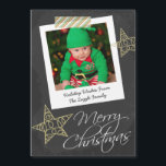 Chalkboard Lijst voor foto's en kerstmis<br><div class="desc">Grote magnetische kaart voor kerstmis met prettige kersttekst ...  Chalkboard en foto-Lijst met strips en gouden sterren,  zwart-wit,  ontwerp ...  X-Mas/feestkoelkast magneten voor u om met uw eigen foto en tekst te personaliseren.. van Ricaso VERANDERING DE MONSTERFOTO IN ÉÉN VAN UW EIGEN EIGEN</div>