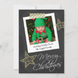 Chalkboard Lijst voor foto's en kerstmis Feestdagenkaart<br><div class="desc">Fantastische platte kerstkaart met prettige kersttekst ...  Chalkboard en foto-Lijst met strips en gouden sterren,  zwart-wit,  ontwerp ...  X-Mas/vakantiekaart waarmee u uw eigen foto en tekst kunt personaliseren.. van Ricaso andere kleuren die in de winkel beschikbaar zijn: VERANDEREN DE MONSTERFOTO NAAR ÉÉN VAN UW EIGEN EIGEN</div>