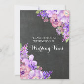 Chalkboard Lila paarse bloemen gelofte vernieuwing Kaart (Voorkant)