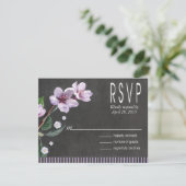 Chalkboard Lila Waterverf Flowers RSVP (Staand voorkant)