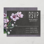 Chalkboard Lila Waterverf Flowers RSVP (Voorkant / Achterkant)