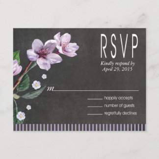 Chalkboard Lila Waterverf Flowers RSVP Kaartje