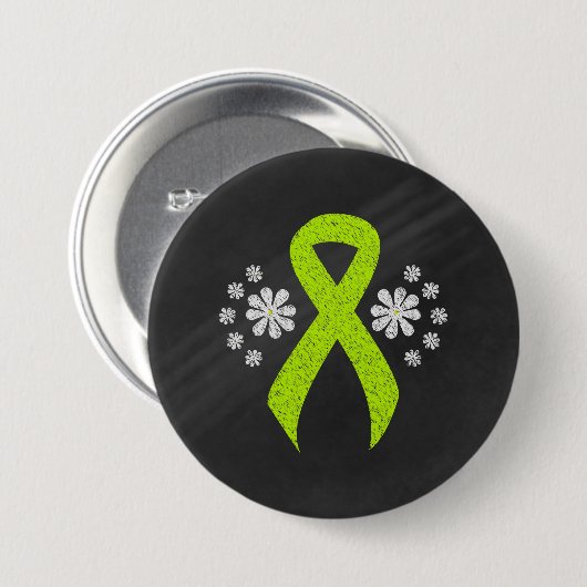 Chalkboard Lime Green Awareness Ribbon Ronde Button 7,6 Cm (Voorkant /achterkant)