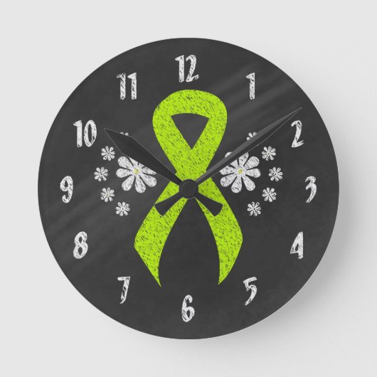 Chalkboard Lime Green Awareness Ribbon Ronde Klok (Voorkant)