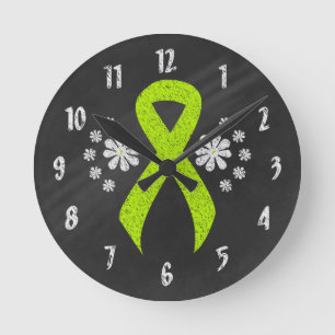 Chalkboard Lime Green Awareness Ribbon Ronde Klok