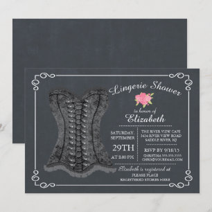 Chalkboard Lingerie Bridal Shower Invitation Kaart