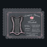 Chalkboard Lingerie Bridal Shower Invitation Kaart<br><div class="desc">Moderne Lingerie Bridal Shower-uitnodiging met een zwart-roze ovencorset op een chic-chalkboardachtergrond met een  roze floraal accent en een grillig lijst.  Draai ons lingerie-vrijgezellenfeest om naar het uitzicht te gaan voor een extra speciale aanraking.  Ideaal voor een herfst,  winter,  lente of herfst lingerie douche.</div>
