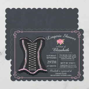 Chalkboard Lingerie Bridal Shower Invitation Kaart