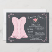 Chalkboard Lingerie Bridal Shower Invitation Kaart (Voorkant)