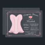 Chalkboard Lingerie Bridal Shower Invitation Kaart<br><div class="desc">Moderne Lingerie Bridal Shower Invitation met een roze kant corset op een chroomachtergrond met een  roze floraal accent en een grimmig lijst.  Draai ons lingerie-vrijgezellenfeest om naar het uitzicht te gaan voor een extra speciale aanraking.  Ideaal voor een herfst,  winter,  lente of herfst lingerie douche.</div>