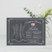 Chalkboard lingerie bruids douche uitnodiging (Staand voorkant)
