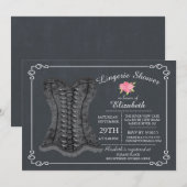Chalkboard lingerie bruids douche uitnodiging (Voorkant / Achterkant)