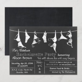 Chalkboard Lingerie Shower Bachelorette Invitation Kaart