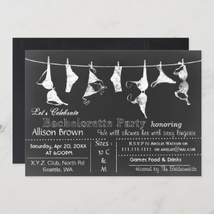 Chalkboard Lingerie Shower Bachelorette Invitation Kaart