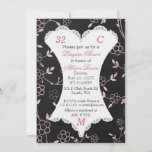 Chalkboard Lingerie Shower Bachelorette Invitation Kaart<br><div class="desc">Chalkboard,   roze floral,  Lingerie Shower Bachelorette Party Invittions</div>