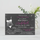 Chalkboard Lingerie Shower Bachelorette Invitation Kaart (Staand voorkant)