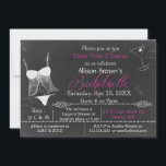 Chalkboard Lingerie Shower Bachelorette Invitation Kaart<br><div class="desc">Chalkboard hot-roze Lingerie Shower Bachelorette Party Invitations</div>
