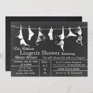 Chalkboard Lingerie Shower Invitatio Kaart