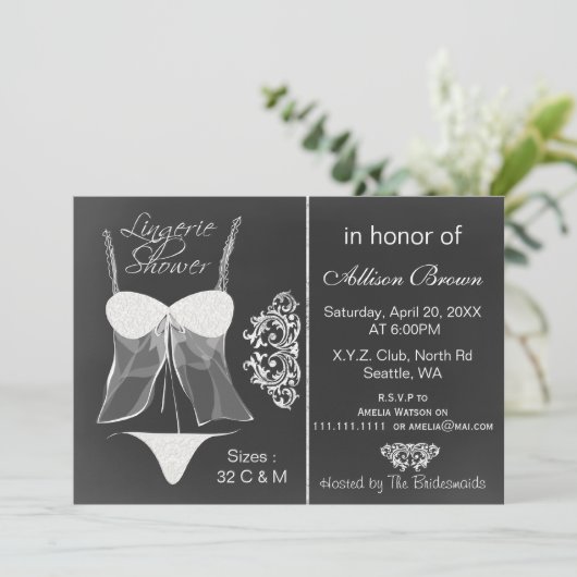 chalkboard Lingerie Shower-uitnodigingen Kaart (Staand voorkant)