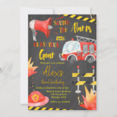 Chalkboard Little Firefighter Boy Birthday Kaart (Voorkant)